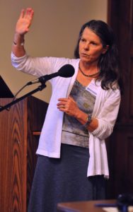 Sandra Ely spoke about the Aamodt Settlement on Sunday, June 4, 2017